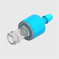 ISO 80369-7 Filtered Check Valve, Female Luer Lock to 1/8" (3.2mm) Barb, ABS Body with Polystyrene, Silicone Disc and Glass Fibre Filter