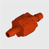 Modular Red Check Valve, 1/4" Barb Input and Output, Nitrile Seals, 3 psi Cracking Pressure