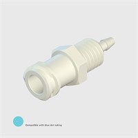 ISO 80369-7 White Nylon Panel Mount Luer, Female Luer Lock to 1/16" (1.6mm) ID Tube