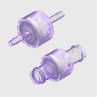 Radiation Stable Polycarbonate High Flow Barbed Check Valves <0.1 psi Cracking Pressure - Available in Various Sizes