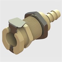 Polypropylene Panel Mount Socket, 6.4mm (1/4") ID Tube, Non-Valved, 1/4" Flow - Q4