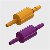Orifice Restrictors with 5 micron filter, 1/16" Barbed Ports, Polycarbonate
