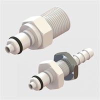 Thumb Latch Couplings - 1/8" Flow, Plugs, Valved - Acetal - Q2 Series